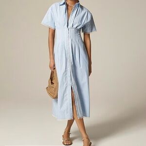 J. Crew Wren lace-trim shirtdress in stripe NWT